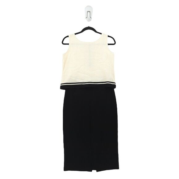 Linda Iki Women M Suit Set White Black Knit Blazer Blouse Skirt Shimmer VTG FLAW - Picture 10 of 14